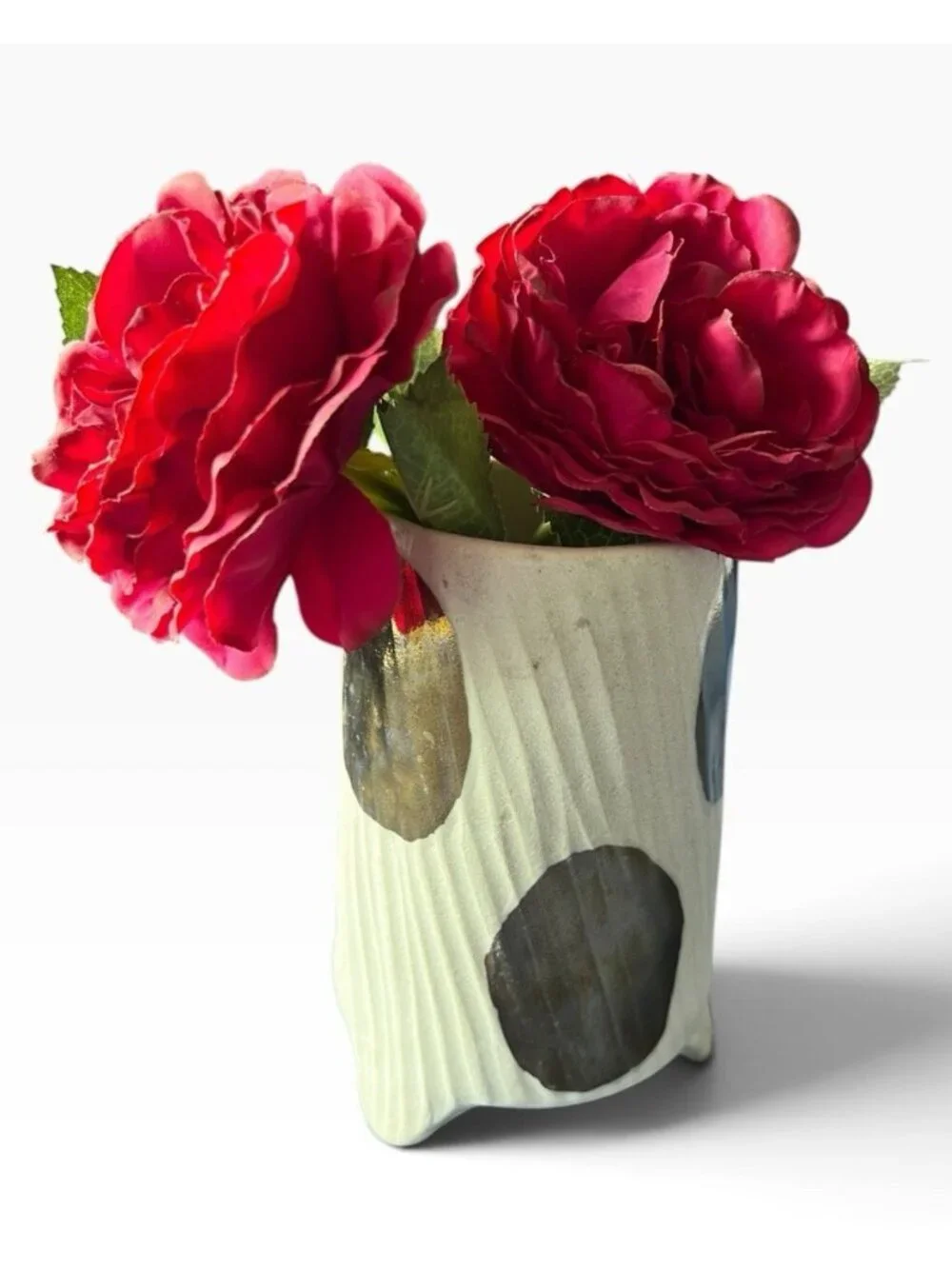 Glowing Arbor Bridget Bodenham Ceramic Flower Vase ANTHROPOLOGIE Cream Gold 6